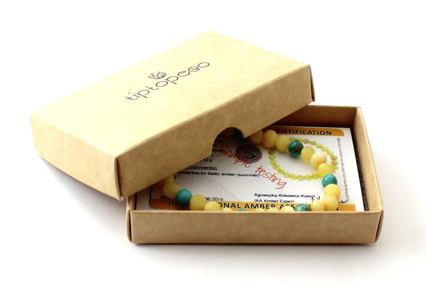 Unpolished Milky Amber Stretch Bracelet With Turquoise-1