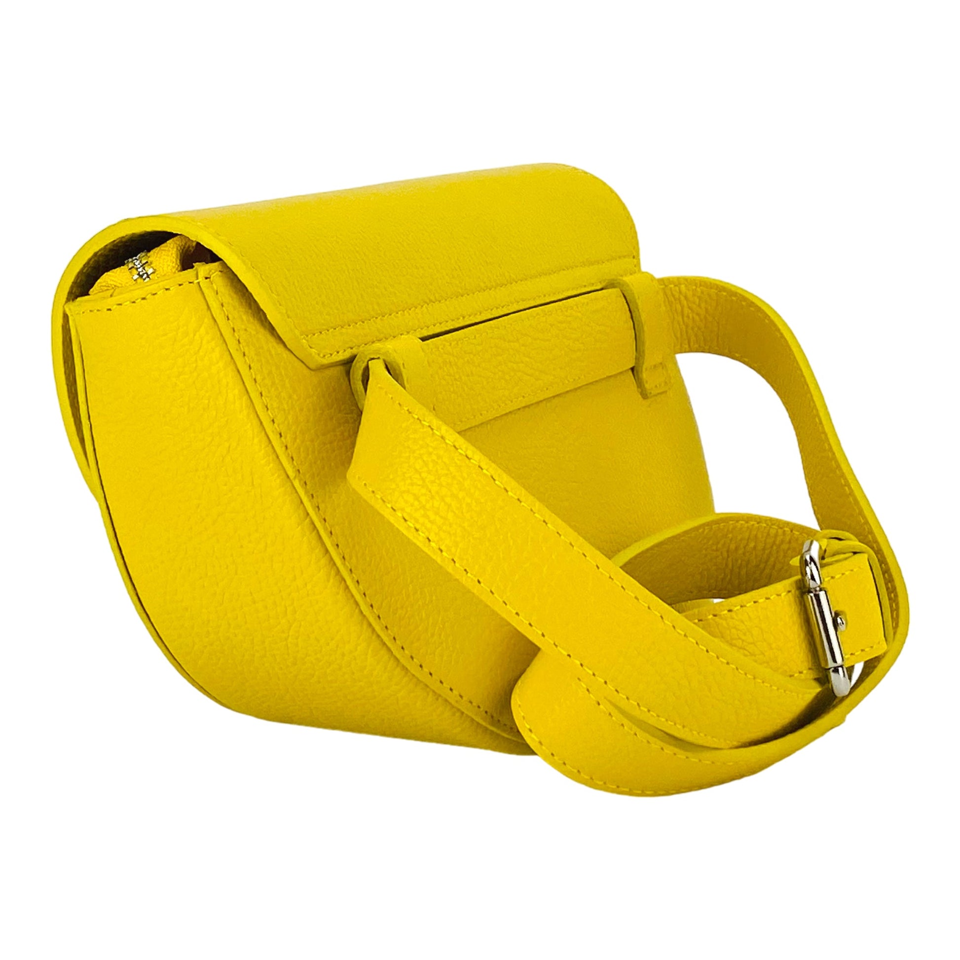 RENATO BORZATTA Yellow Rounded Shoulder Bag-3