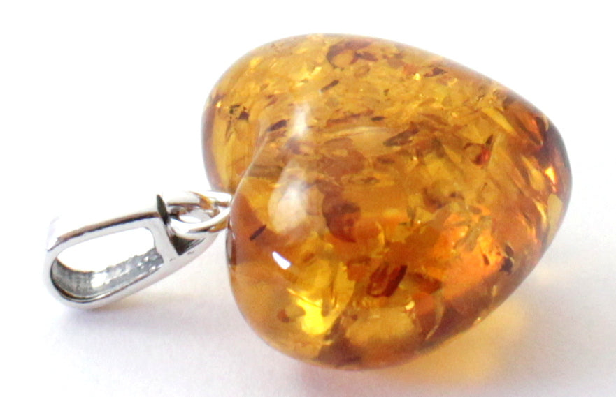Baltic Amber Heart Pendant in Sterling Silver-2