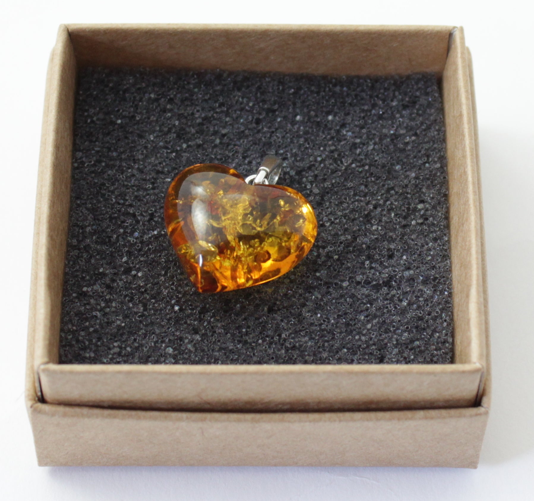 Baltic Amber Heart Pendant in Sterling Silver-1
