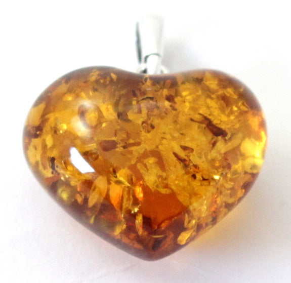 Baltic Amber Heart Pendant in Sterling Silver-3