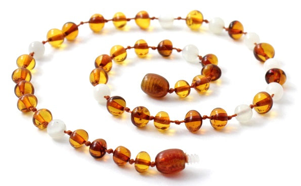 Baltic Amber & Moonstone Necklace-0