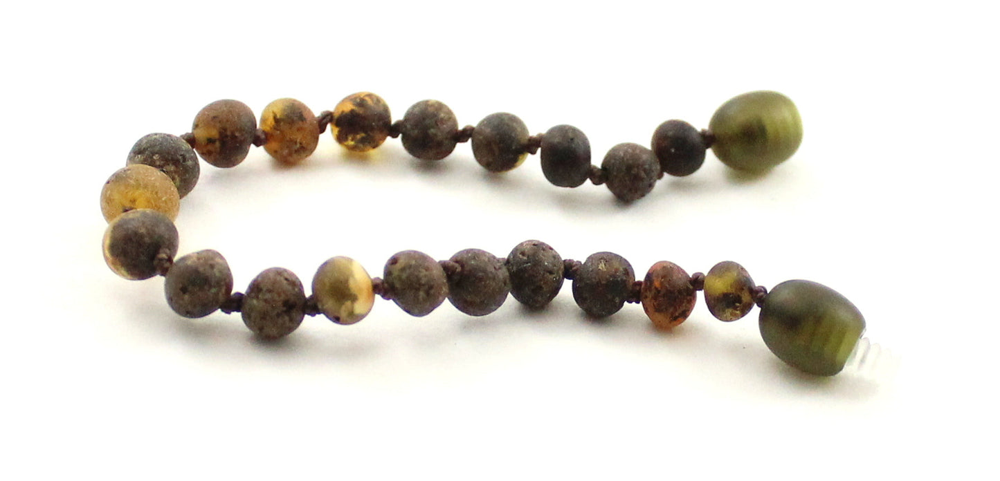 Amber Green Knotted Raw Bracelet Anklet-2